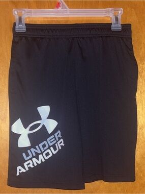 Youth Large Under Armour black pocket shorts with white logo